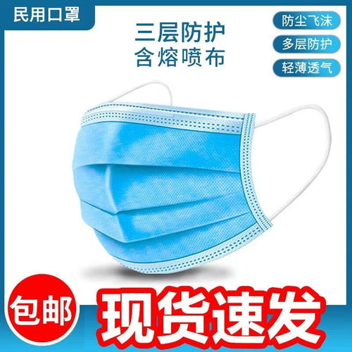 現貨加厚一次性防護口罩 三層含熔噴層，防飛沫透氣，適用全年齡段